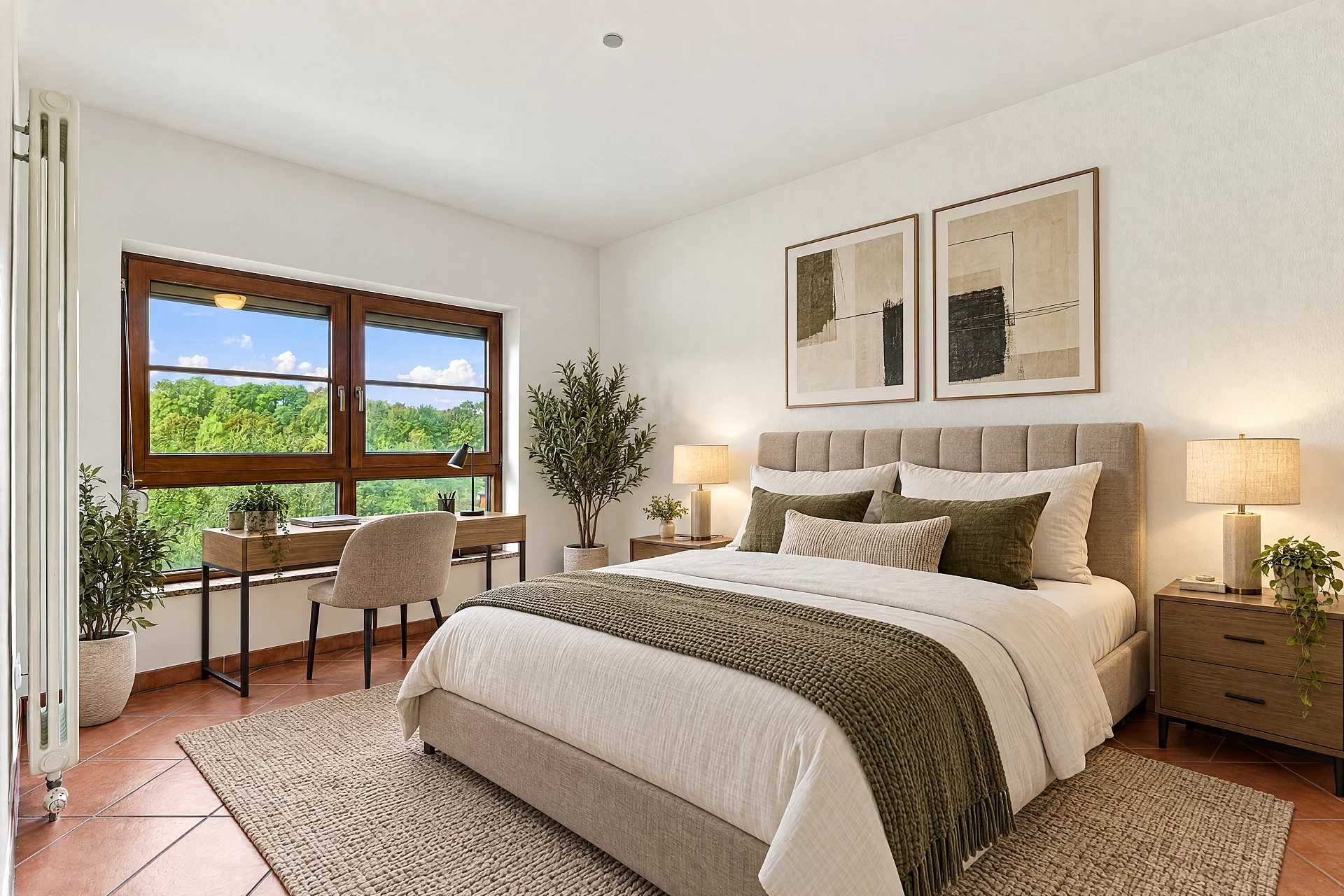 Schlafzimmer gestagt