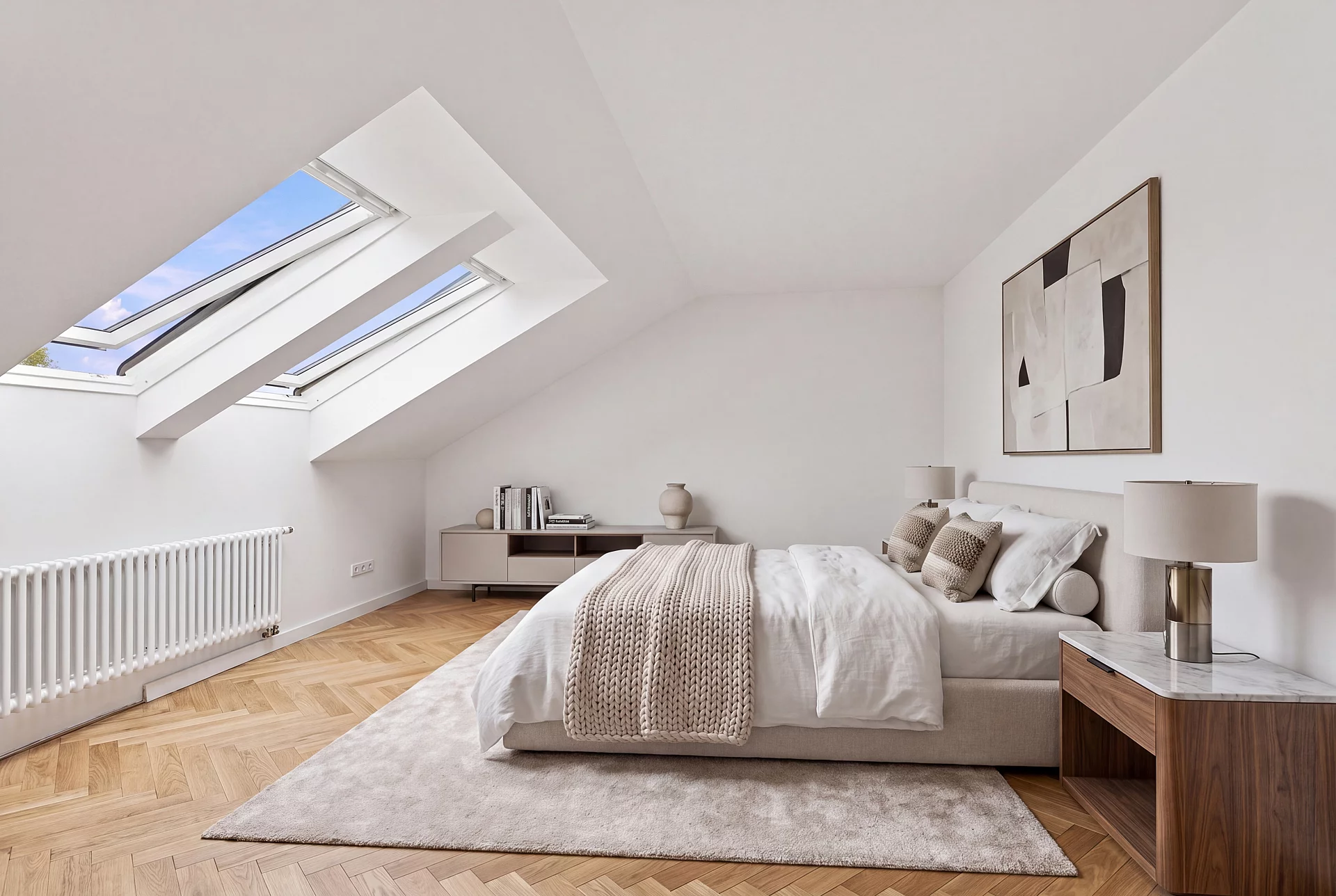 Schlafzimmer gestagt