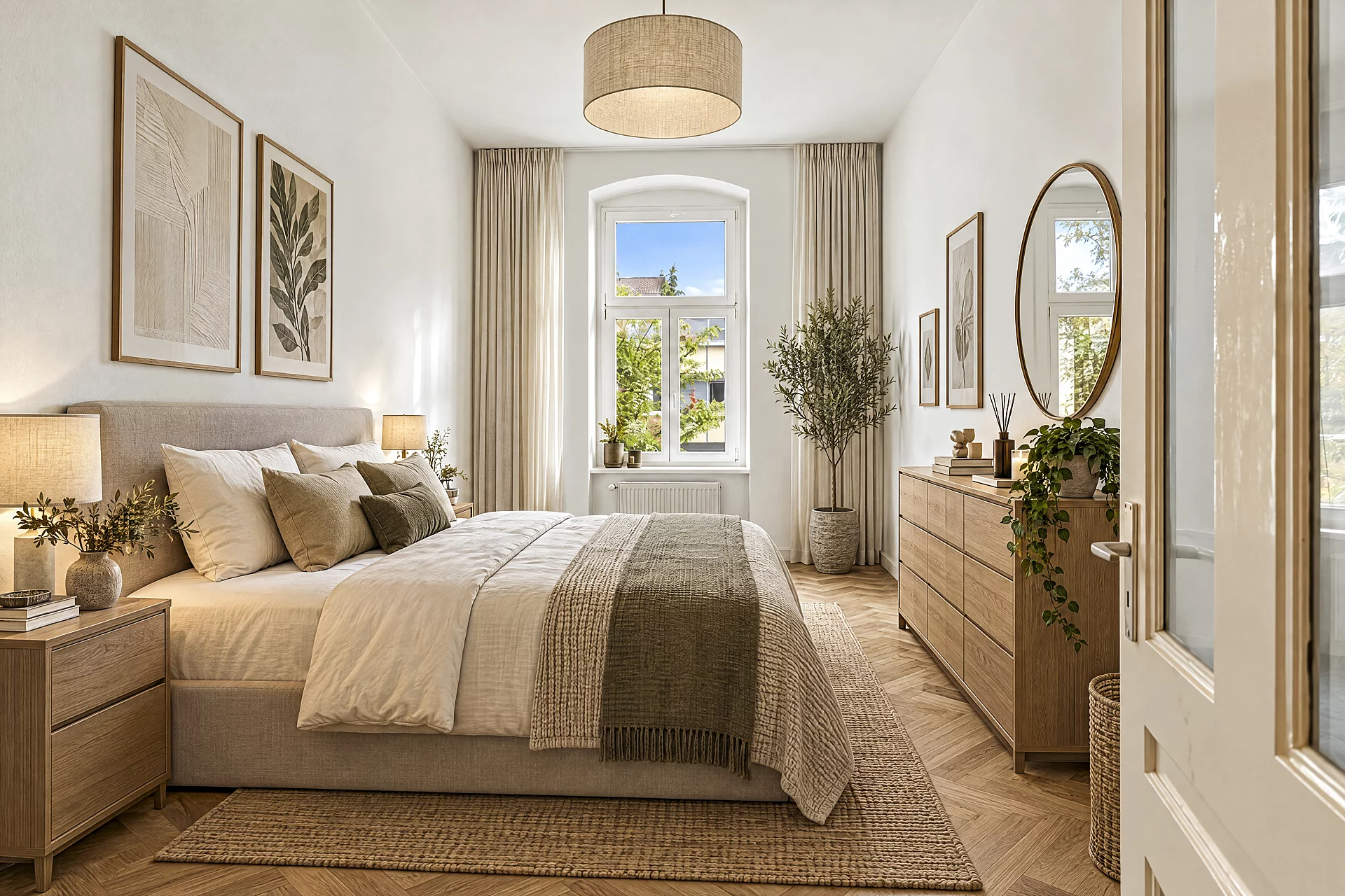 Schlafzimmer gestagt