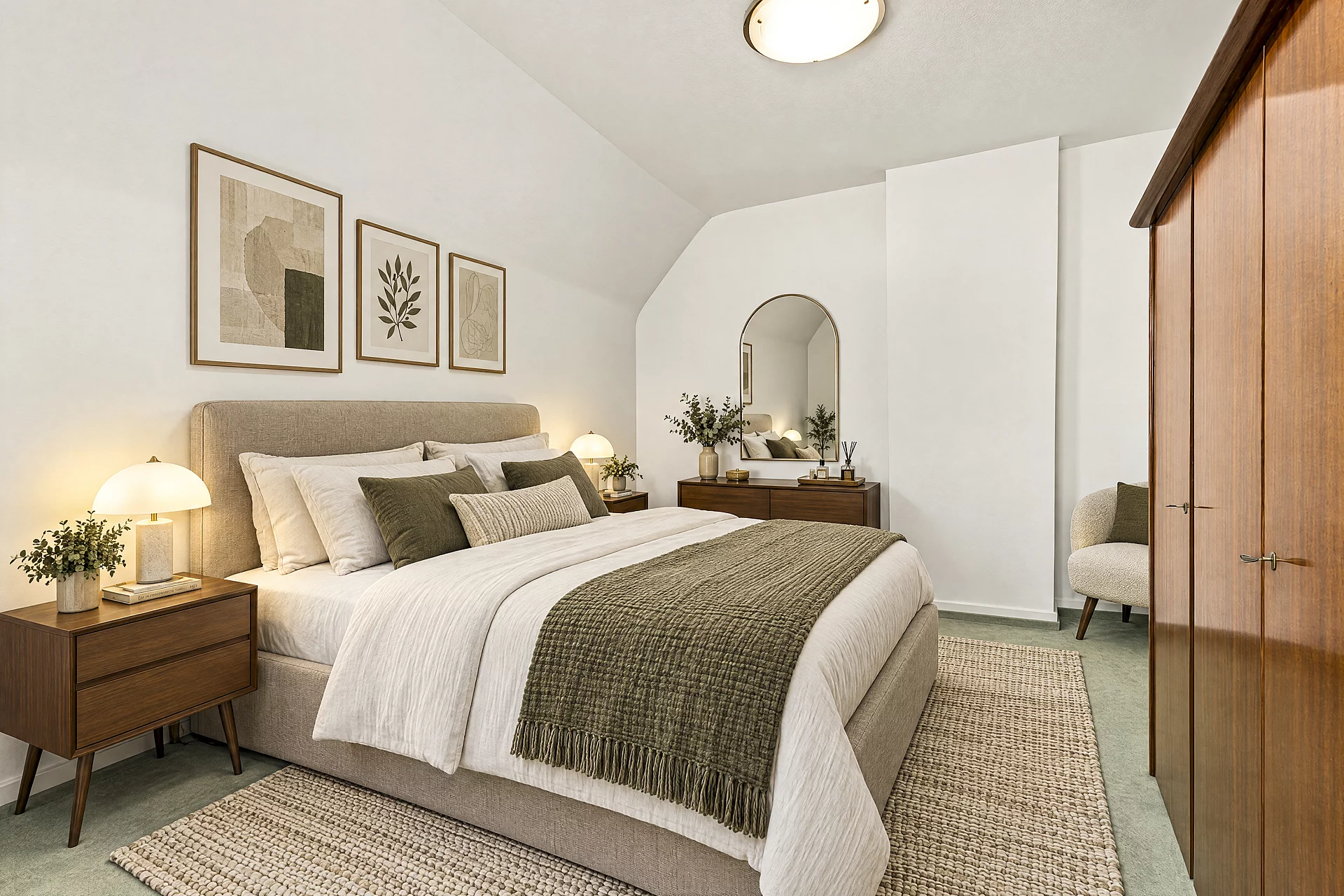 Schlafzimmer gestagt