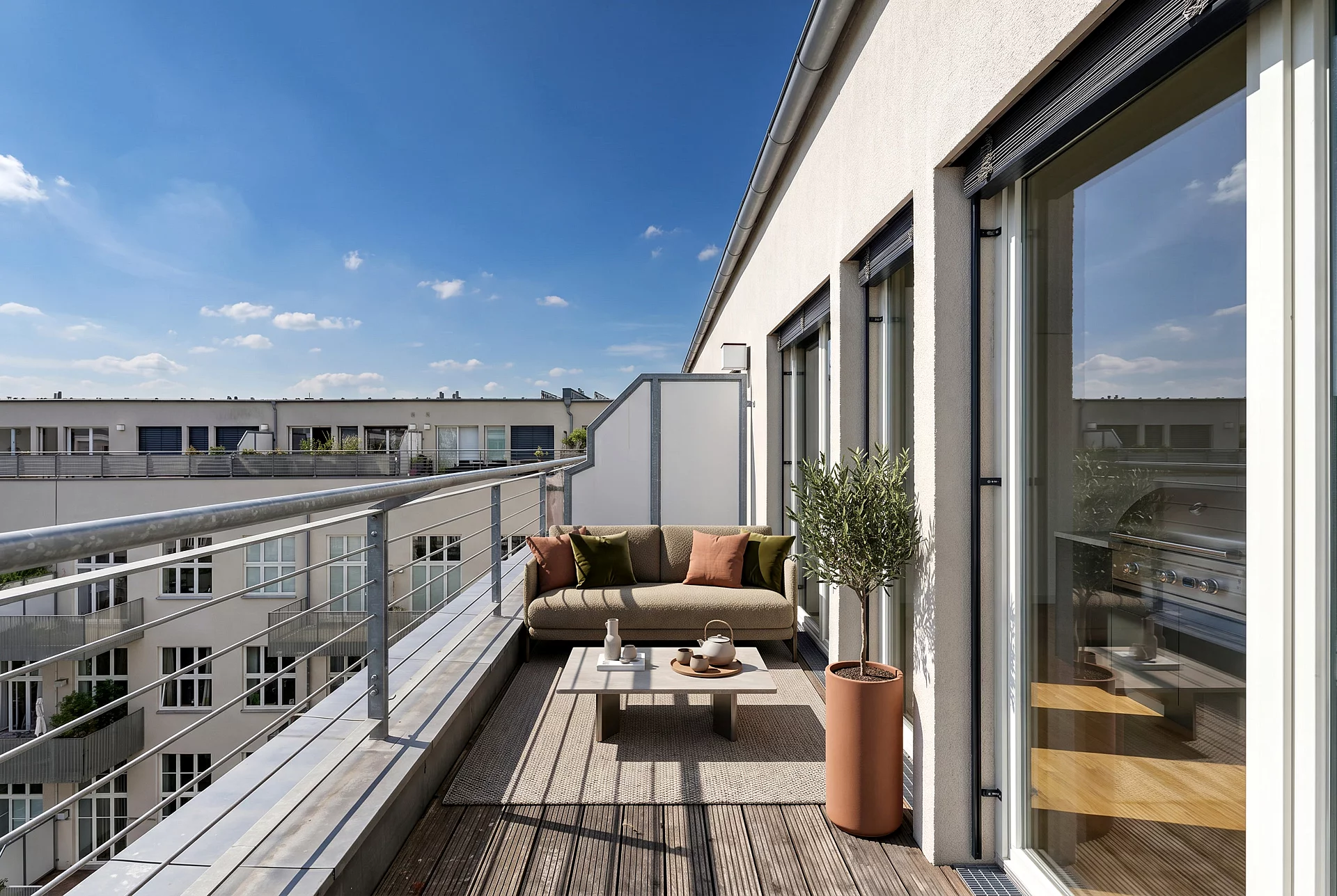 Terrasse Küchenseite virtuell gestag