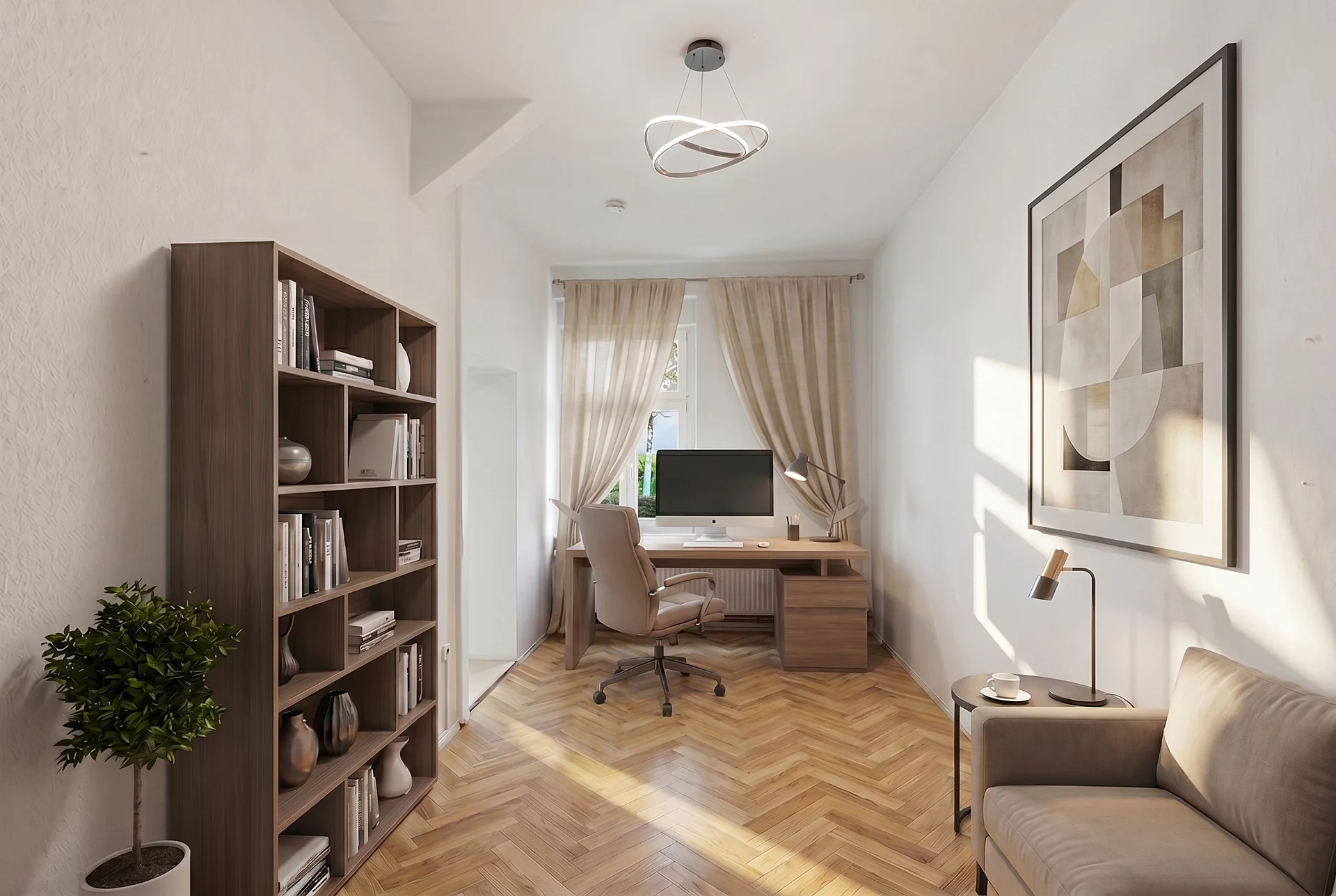 Arbeitszimmer virtuell gestagt